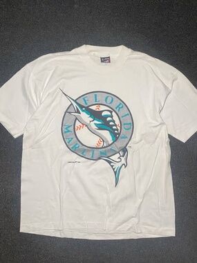 Vintage Florida mariners big center logo mlb 1993 dated white shirt size xl